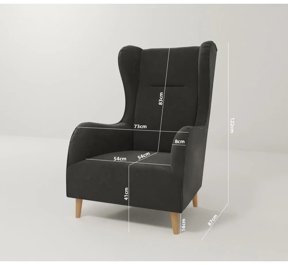 Тъмносиво кадифено кресло Carole - Ropez