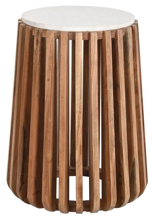Помощна маса DKD Home Decor Бял Естествен Мрамор Дърво манго 47 x 47 x 58 cm