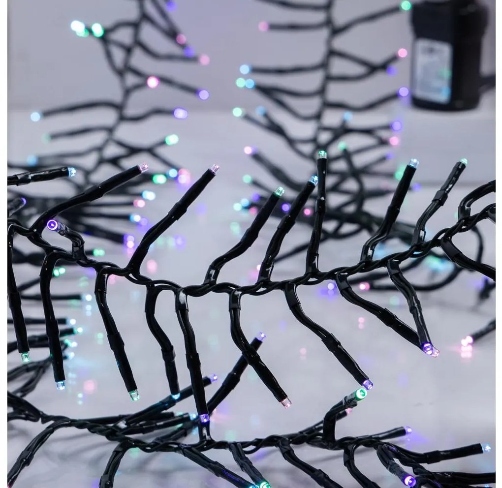 LED външен коледен гирлянд CLUSTER 768xLED/8 функции, 9 m, IP44, топла бяла светлина