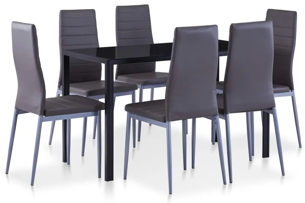 281696 vidaXL Трапезен комплект, седем части, сив