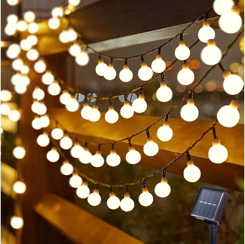 Brilagi - соларна LED декоративна верига BUBBLE 200xLED/8 функции 20m IP65 топла бяла