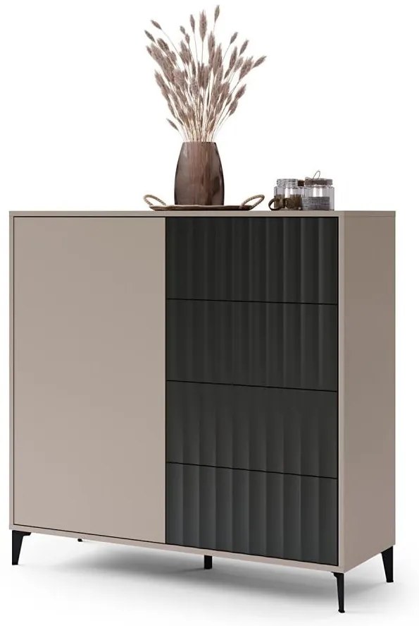 Скрин с чекмеджета RONJA таупе/черен