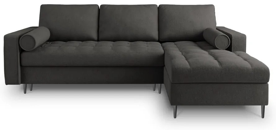 Тъмно сив ъглов разтегателен диван , десен ъгъл Santo - Milo Casa