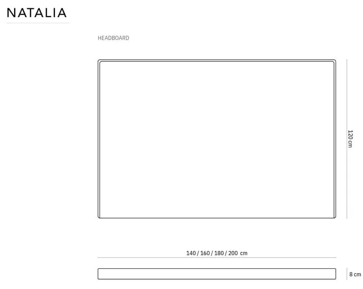 Светлорозова табла за легло 180x120 cm Natalia – Milo Casa