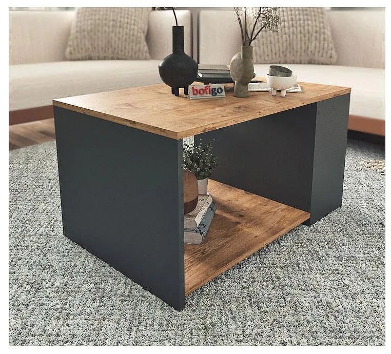 Холна маса Coffee Table with Bookshelf - бор&#44 антрацит