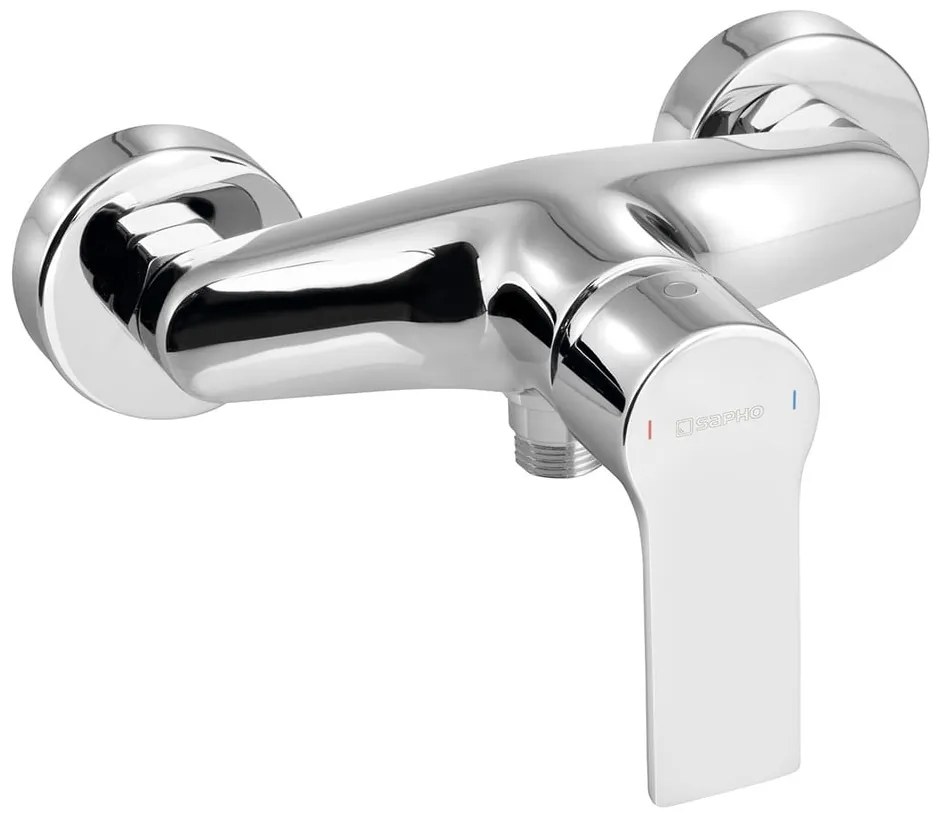 Стенна душ батерия в лъскаво-сребрист цвят (1 изход) Pax – Sapho
