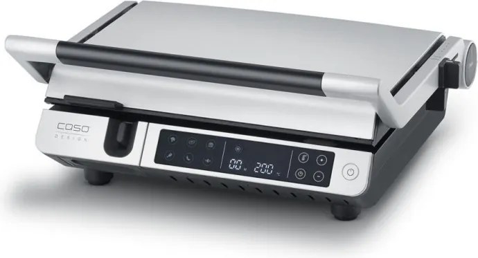 Електрическа скара 3в1 Caso Germany SteakMaster Pro, 2000W, 34х24 см, 80-240°C, Керамично покритие, Таймер, Сензорно управление, Инокс/черен