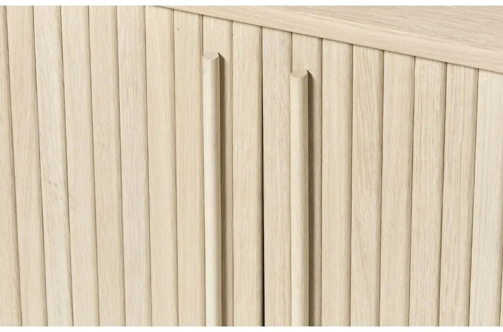 Скрин от декор от дъб с плъзгащи се врати в естествен цвят 140x76x45 cm Meta – Unique Furniture