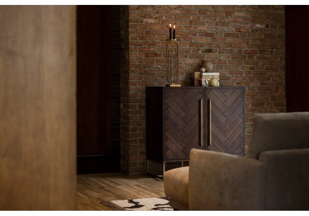 Шкаф за вино от екзотично дърво за 24 бутилки, 100x100 cm Class - Dutchbone