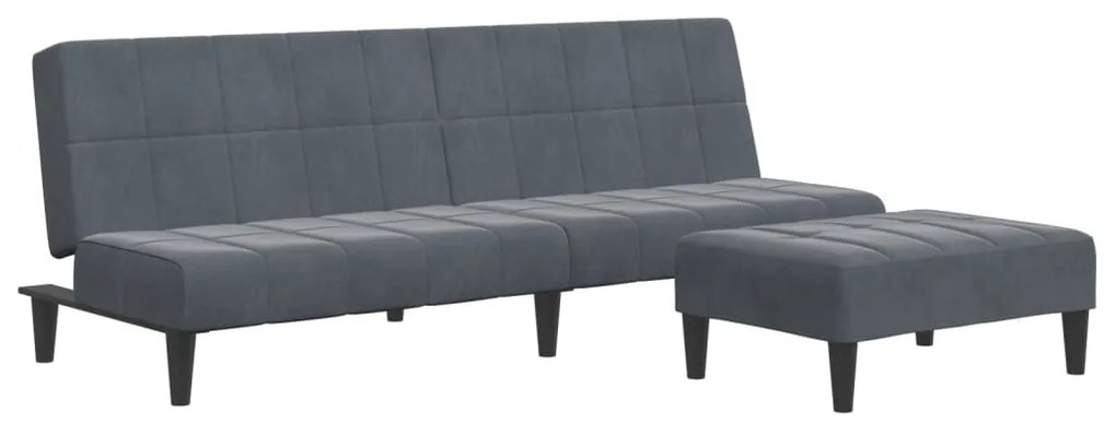 3258128 vidaXL 2-местно разтегателно канапе с табуретка, тъмносиво, кадифе