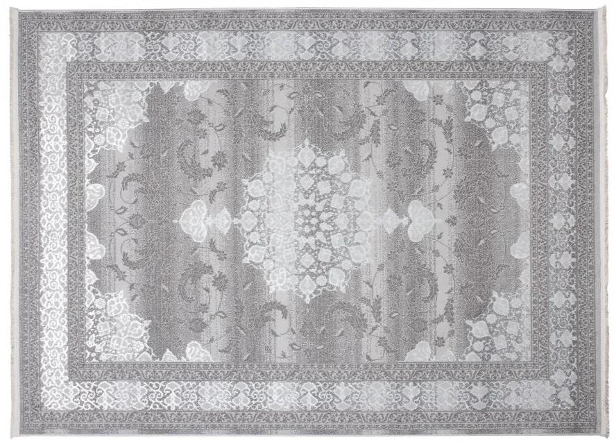 Ексклузивен дизайнерски интериорен килим в бяло и сиво с шарка Ширина: 160 см | Дължина: 230 см