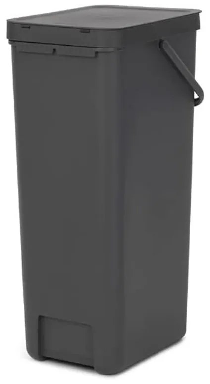 Кош за разделно събиране на боклук Brabantia Sort&Go 1004140, 40 л, Дръжка, Възможност за стенен монтаж, Тъмносив