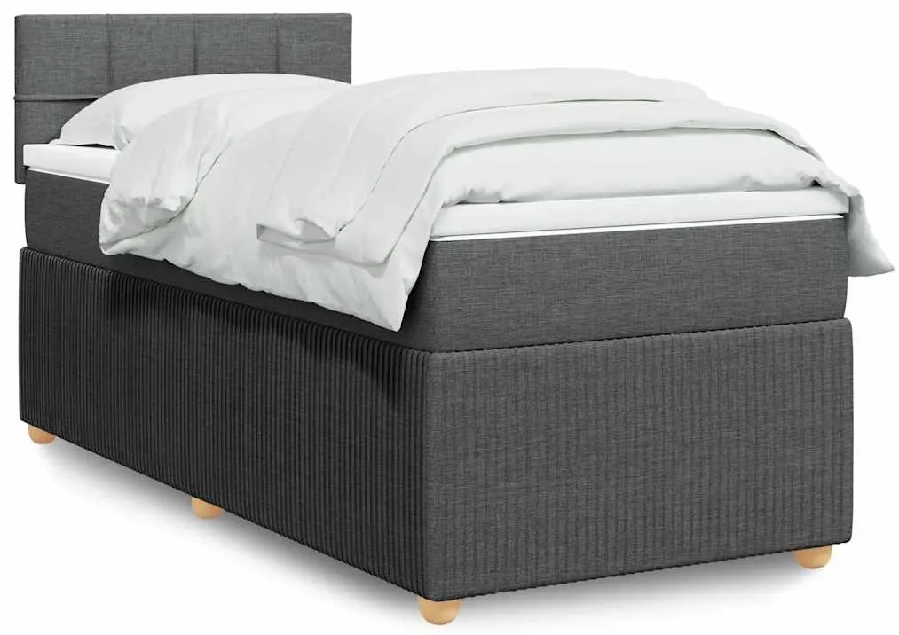3289584 vidaXL Боксспринг легло с матрак, тъмносив, 80x200 см, плат
