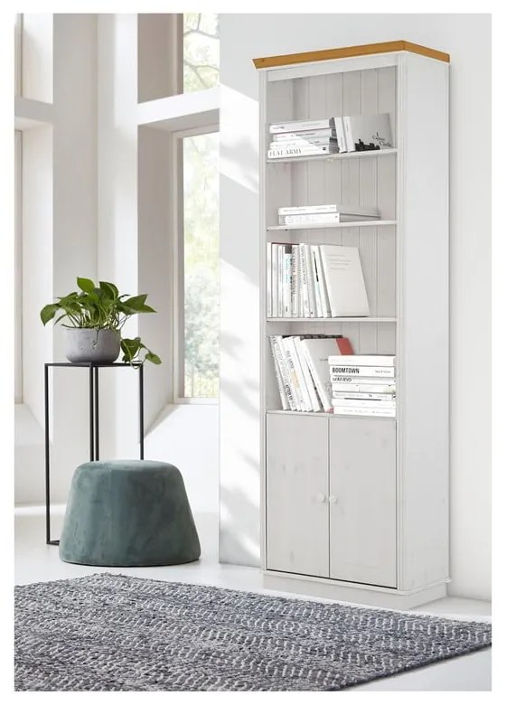 Бяла библиотека от масивен бор 74x223 cm Anita – Støraa
