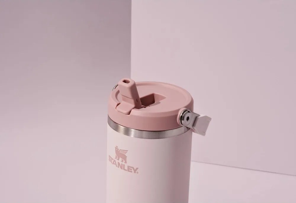 Светлорозов термос от неръждаема стомана 410 ml IceFlow™ Flip Straw 2.0 Tumbler Rose Quartz – Stanley