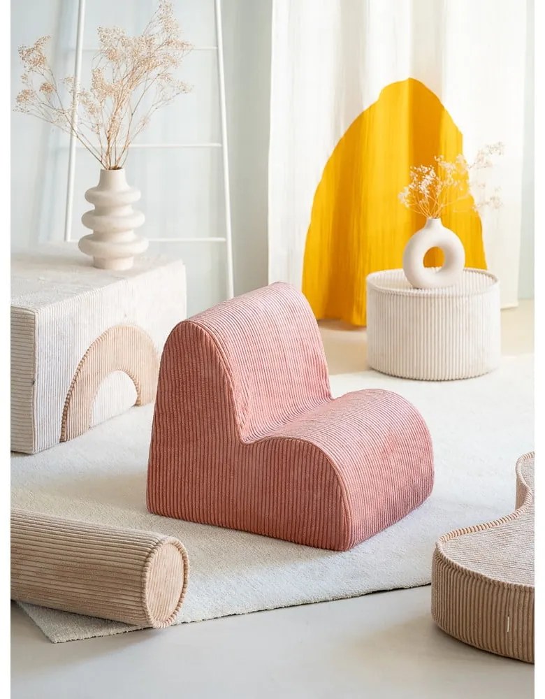 Розов детски стол от рипсено кадифе Cloud – Wigiwama