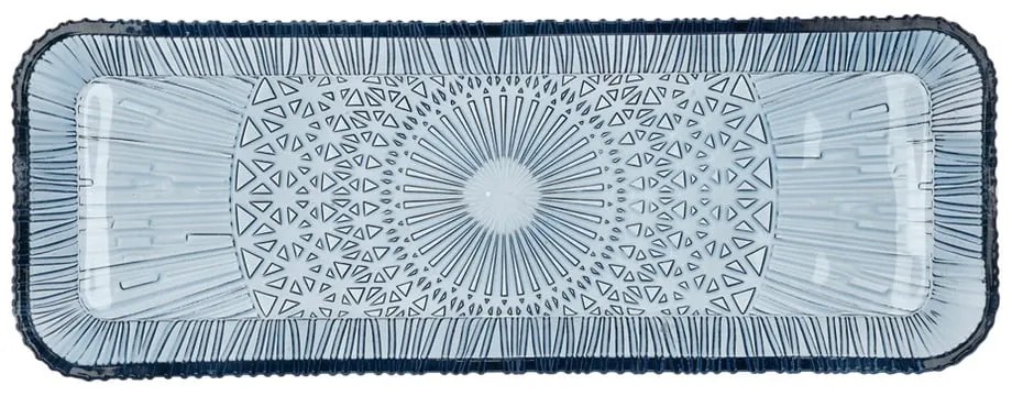 Синя стъклена чиния за сервиране 14x38 cm Kusintha - Bitz