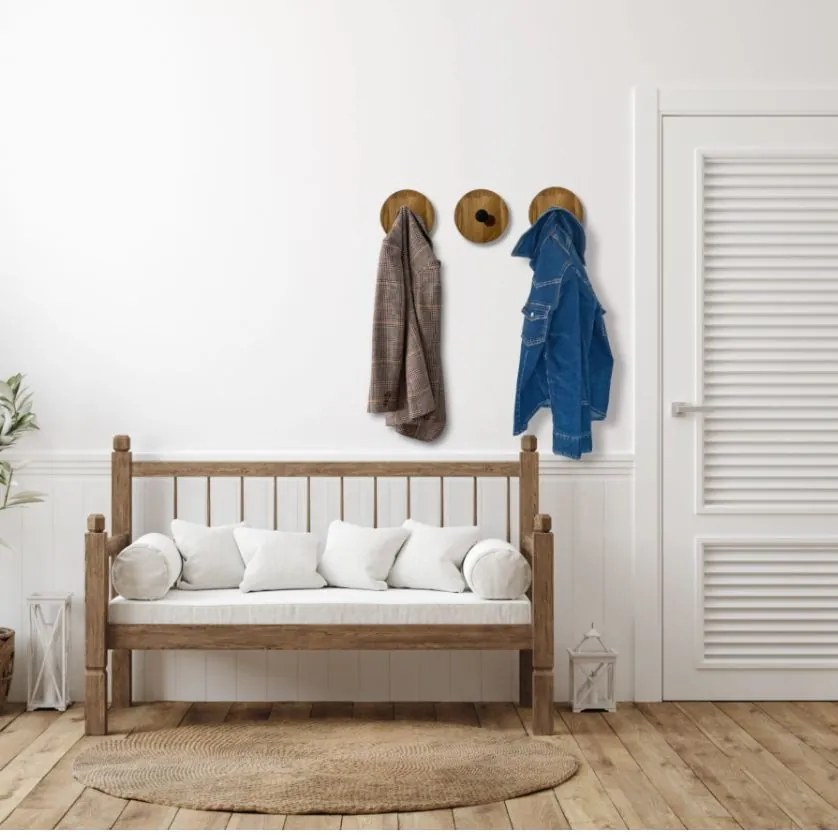 Стенна закачалка от масивна дъбова дървесина - 3 бр. Квадратните