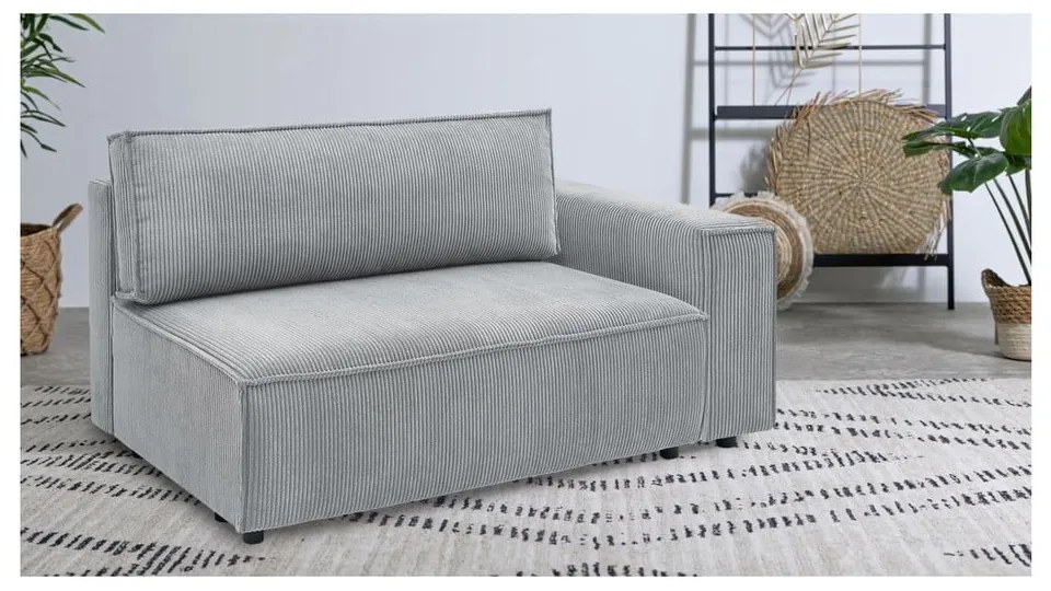 Светлосив модул за диван от велур, десен ъгъл Nihad modular – Bobochic Paris