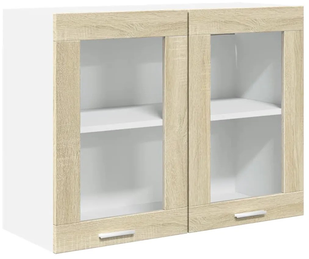 849624 vidaXL Висящ стъклен шкаф, Lyon дъб сонома 80x31x60 см инженерно дърво