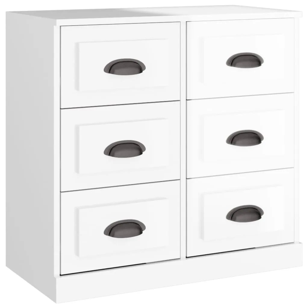 816434 vidaXL Сайдборд, бял гланц, 70x35,5x67,5 см, инженерно дърво