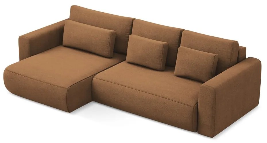 Теракотен разтегателен ъглов диван с място за съхранение (ляв ъгъл) Kapua – Makamii