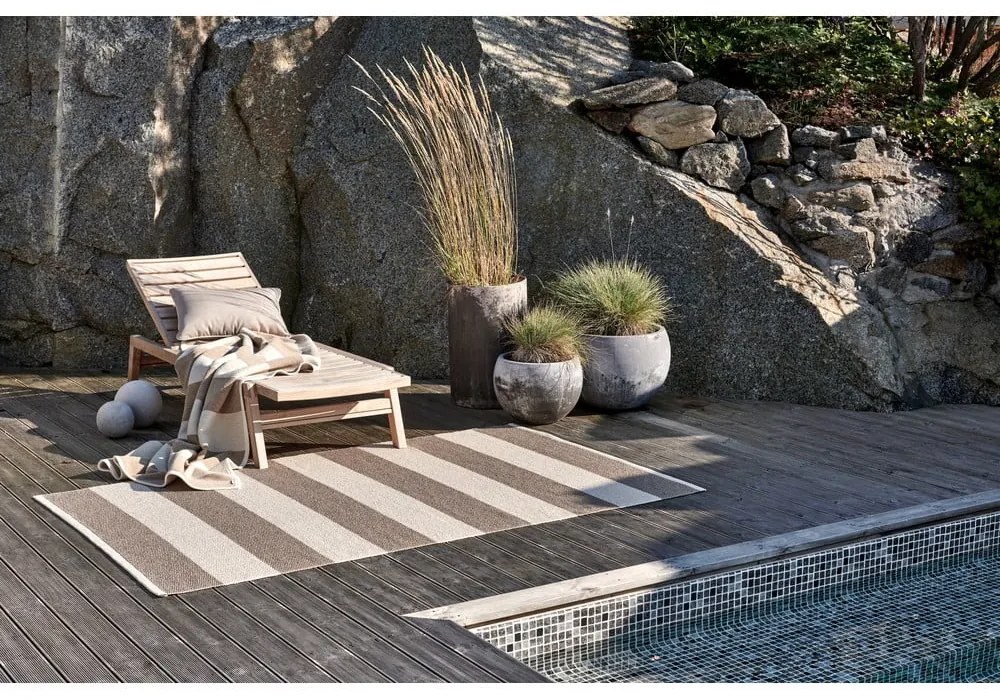 Бежов и кремав килим за открито и закрито 140x180 cm Bob Mud Vanilla – Pappelina