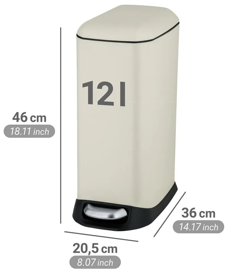 Кремаво стоманено кошче за боклук с педал 12 l Design – Wenko