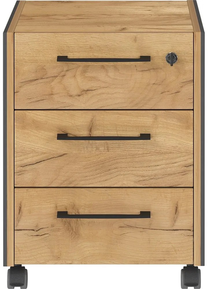 Шкафче от декор от дъб в антрацитен и естествен цвят 42x54x49 cm Podium – Germania