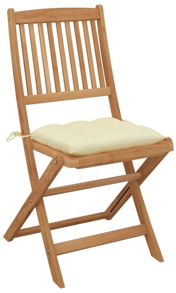 3064661 vidaXL Сгъваеми градински столове, 2 бр, с възглавници, акация масив