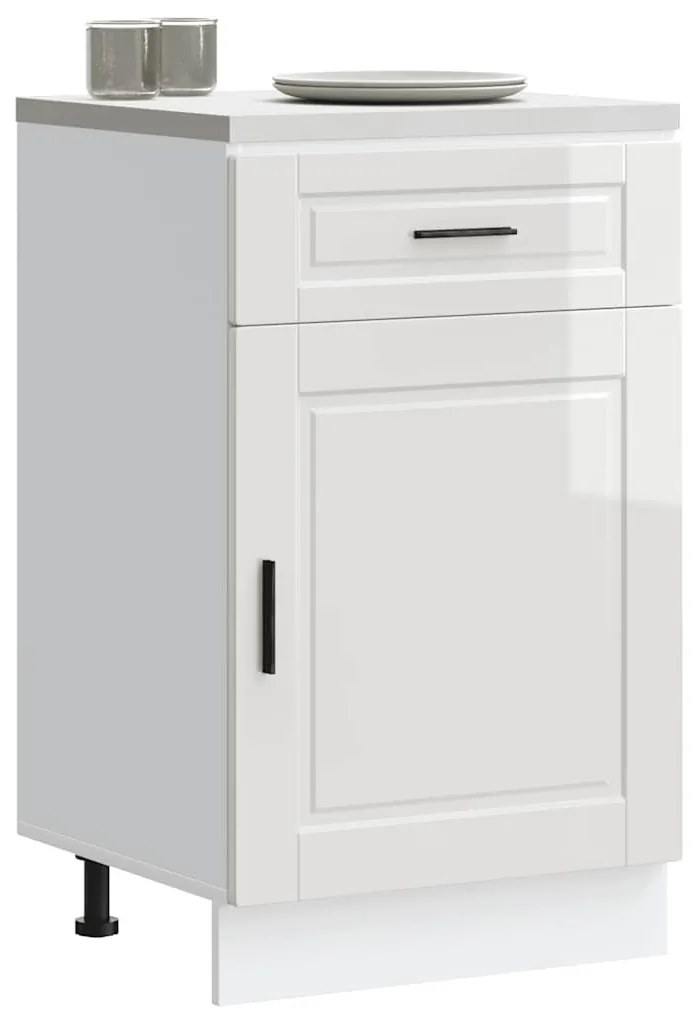 853959 vidaXL Кухненски шкаф Porto, бял гланц, инженерно дърво