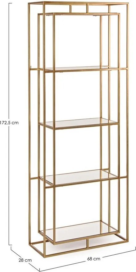 Стоманена библиотека в златист цвят 68x172,5x28 cm Elenor – Bizzotto