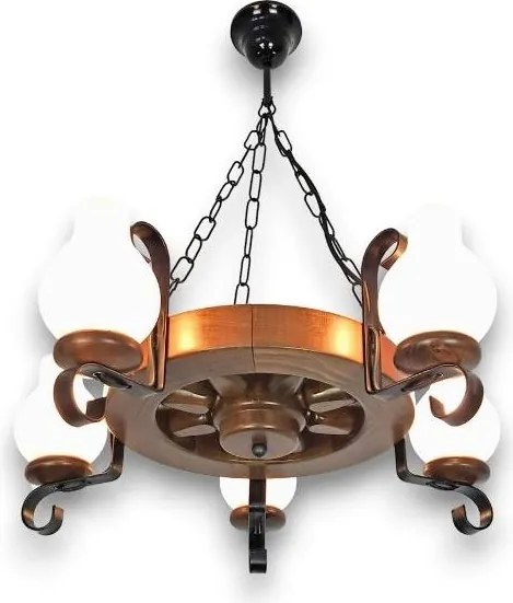 Brilagi - Полилей на верига ROATA 5xE14/40W/230V, диаметър 50 см, бук/орех