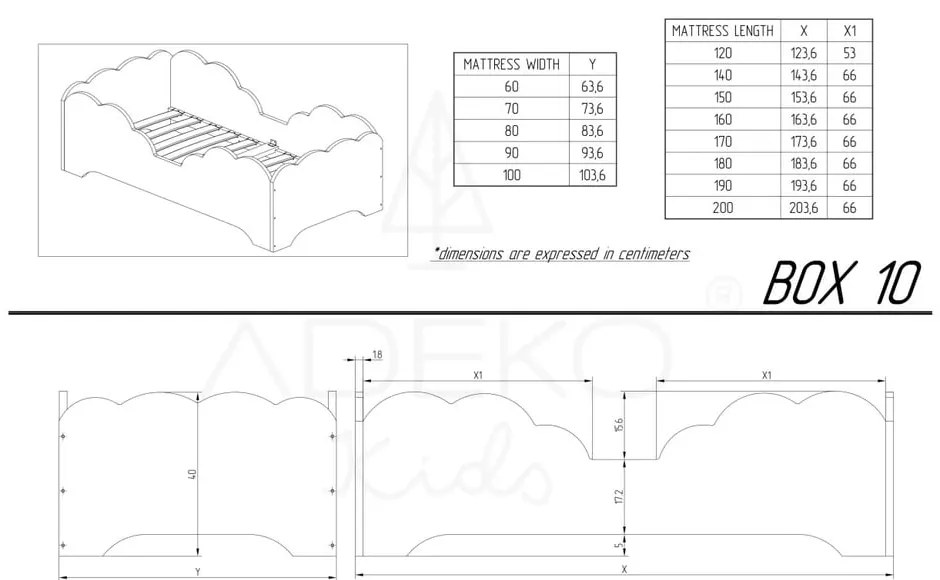 Детско легло от борова дървесина BOX 10, 90 x 200 cm Mila Box 10 - Adeko