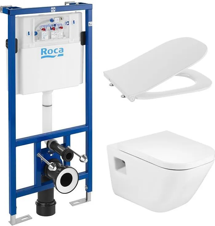 Комплект за WC Duplo 4 в 1 The Gap Square Rimless (бутон по избор) A890090020 + A34647F000 + A801472003