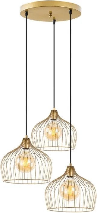 Метално осветление Alvaro E27 с три светлини в златист цвят 56x40x121см.