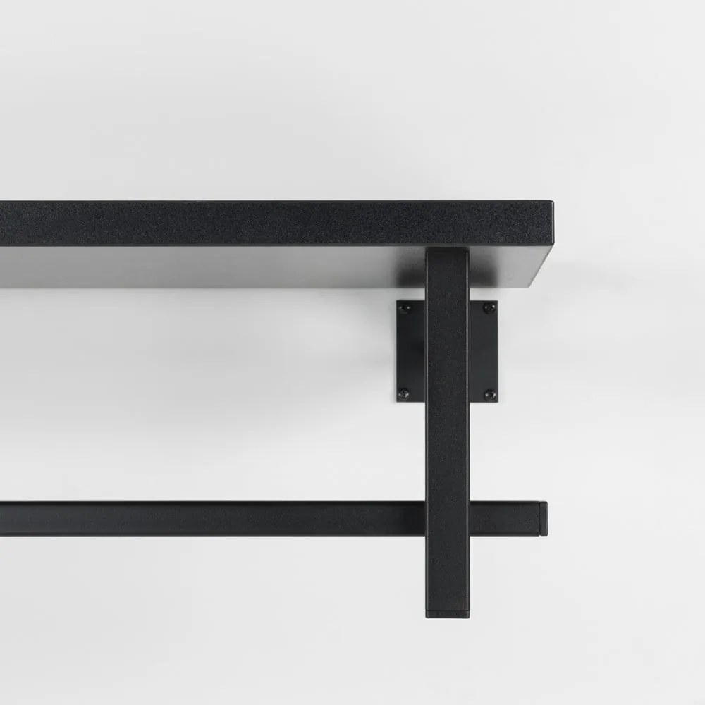 Черна метална стенна закачалка с рафт 76 cm Simplon – Spinder Design