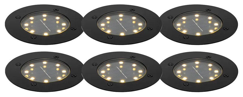Комплект от 6 земни спота черни с LED IP65 соларни - Тери
