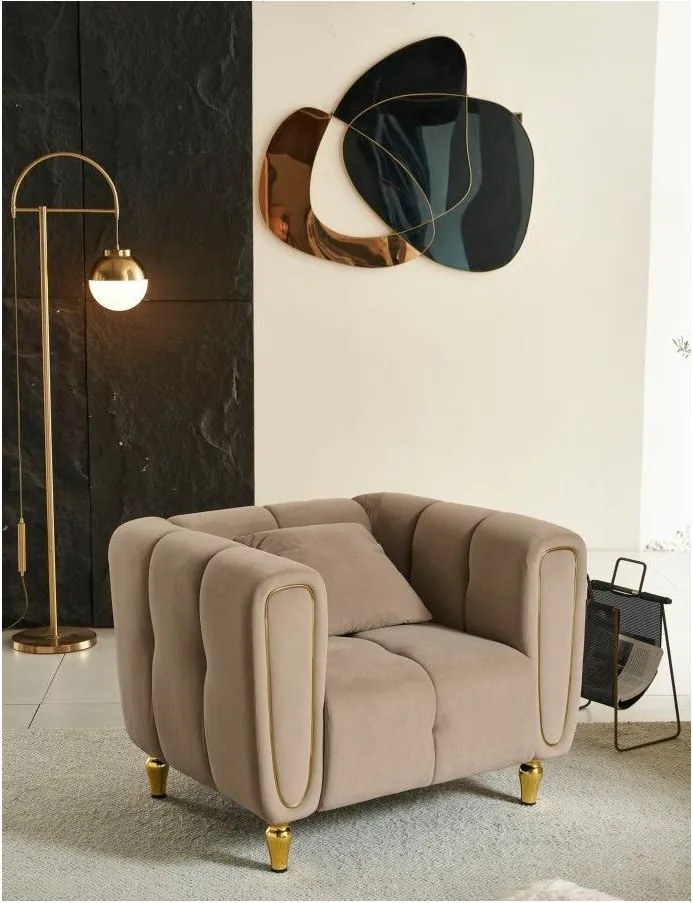 Кафяво-сиво кадифено кресло Alma – Mauro Ferretti