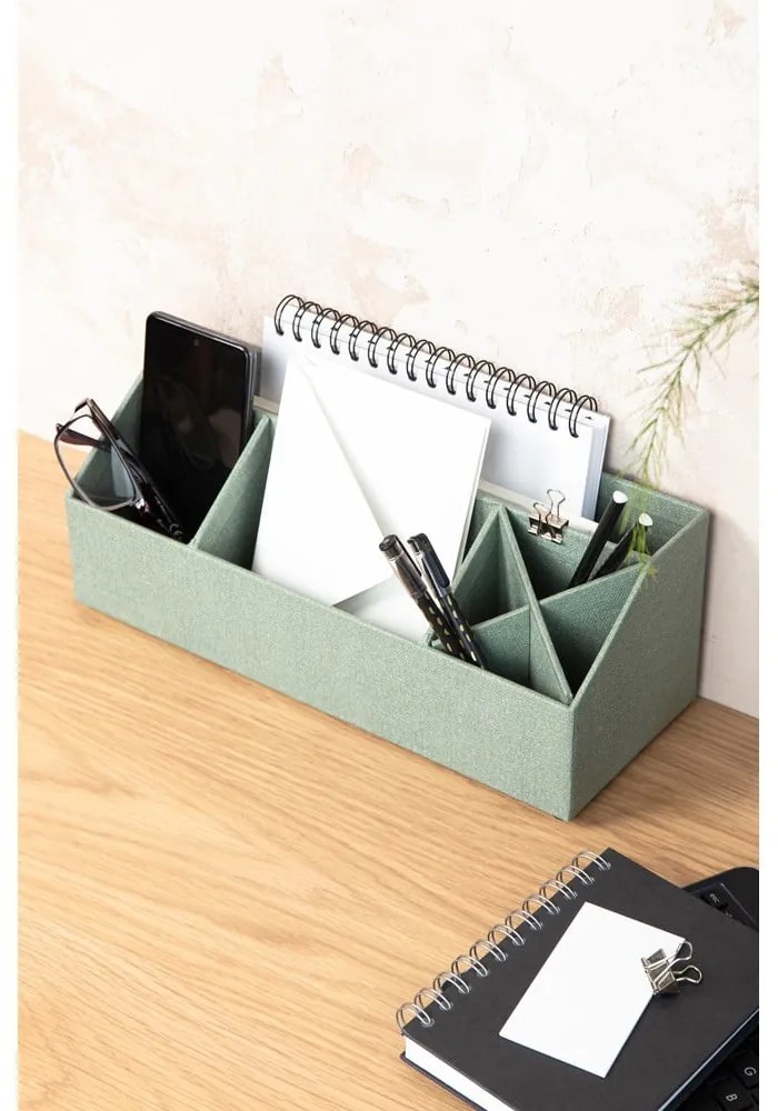 Зелен картонен органайзер за канцеларски материали Elisa Canvas Paper Laminate – Bigso