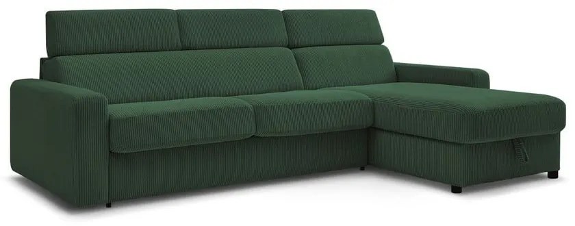 Тъмнозелен разтегателен ъглов диван от рипсено кадифе (променлив) Monaco – Bobochic Paris