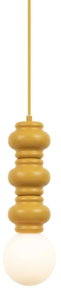 Ретро висящ лампа горчично жълта с матирано стъкло - Феде