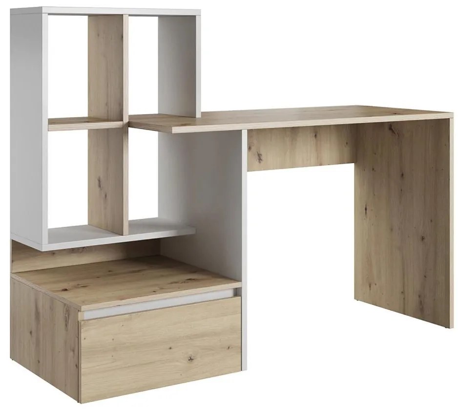 Писмено бюро с полица MARLO, дъб Artisan/бяло