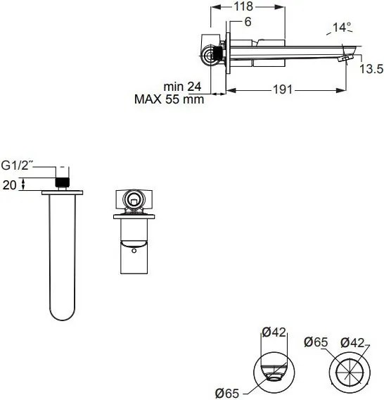 Тоалетна стенен кран Res-Pro Eurorama-черен