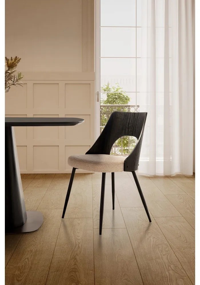Черни/кремави тапицирани трапезни столове в комплект 2 бр. Gilda – MOME