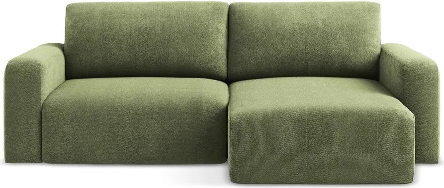 Зелен шенилов сгъваем/с място за съхранение ъглов диван (десен ъгъл) Kona – Makamii