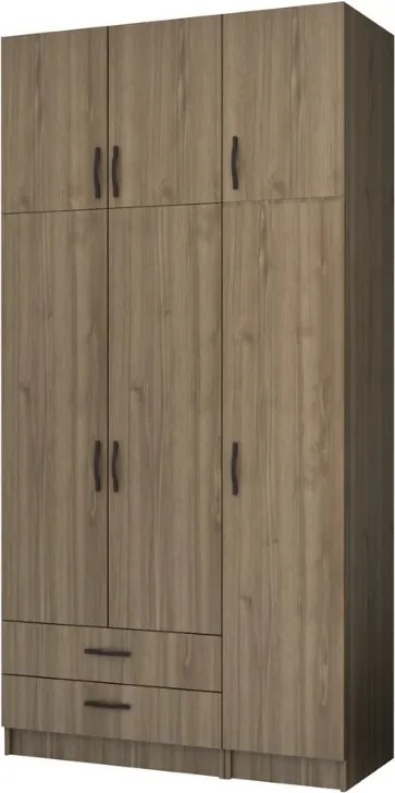 Ricardo тридверен меламинов гардероб с шкаф в орехов цвят 120x51,8x240см.