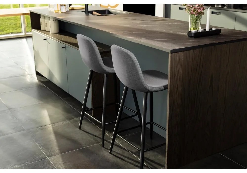 Светлосиви тапицирани бар столове в комплект 2 бр. (височина на седалката 65 cm) Wilma – Actona