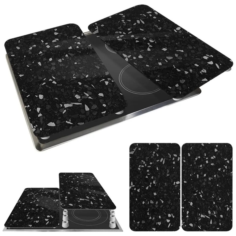 Комплект от 2 черни стъклени капака за печка Universal - Wenko