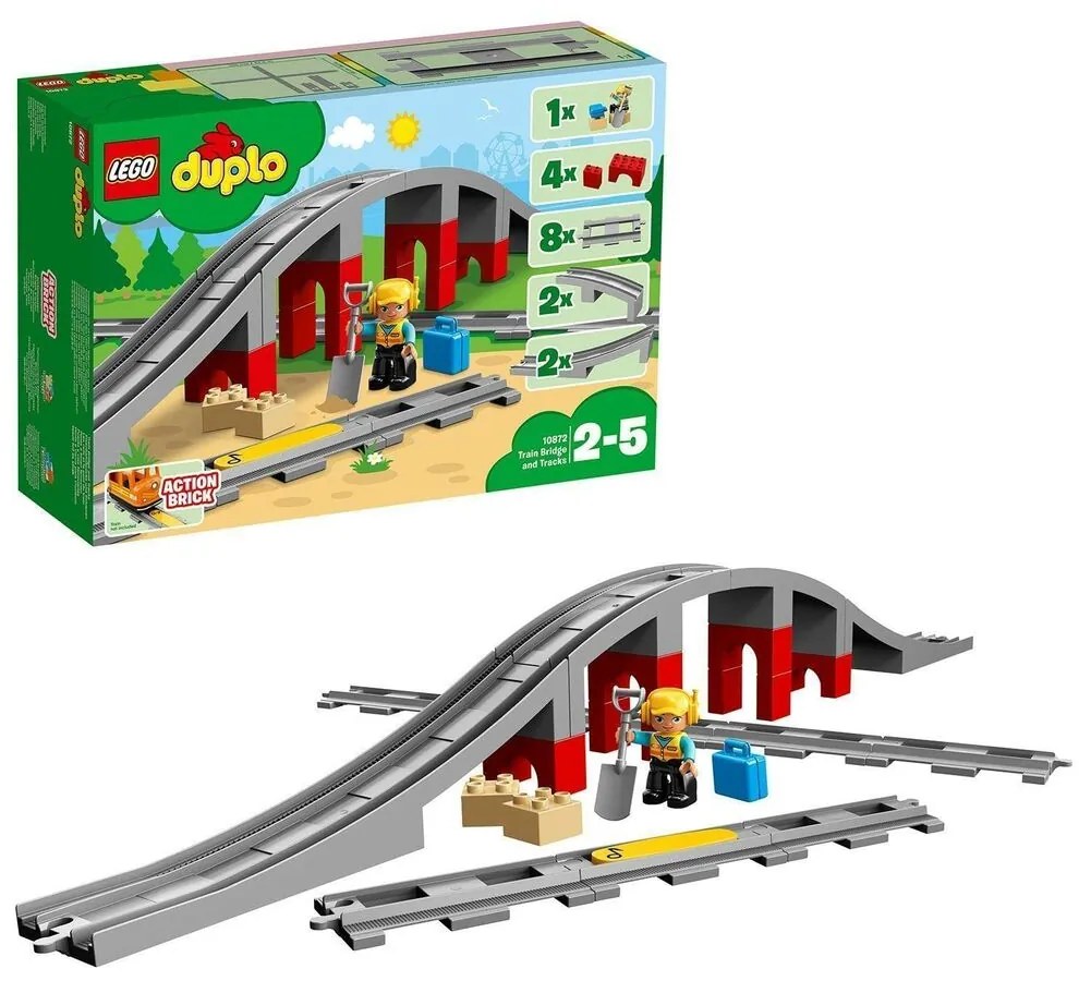 Игра Комплект Превозни Средства   Lego DUPLO 10872 Train rails and bridge         26 Части